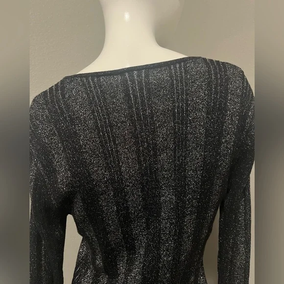Harley-Davidson Women”s  Black & Silver Metallic LS Stretch Top Blouse Size XL - Picture 5 of 12